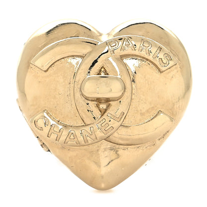 Chanel Metal CC Open Heart Paris Ring 50 Gold 1 of 5