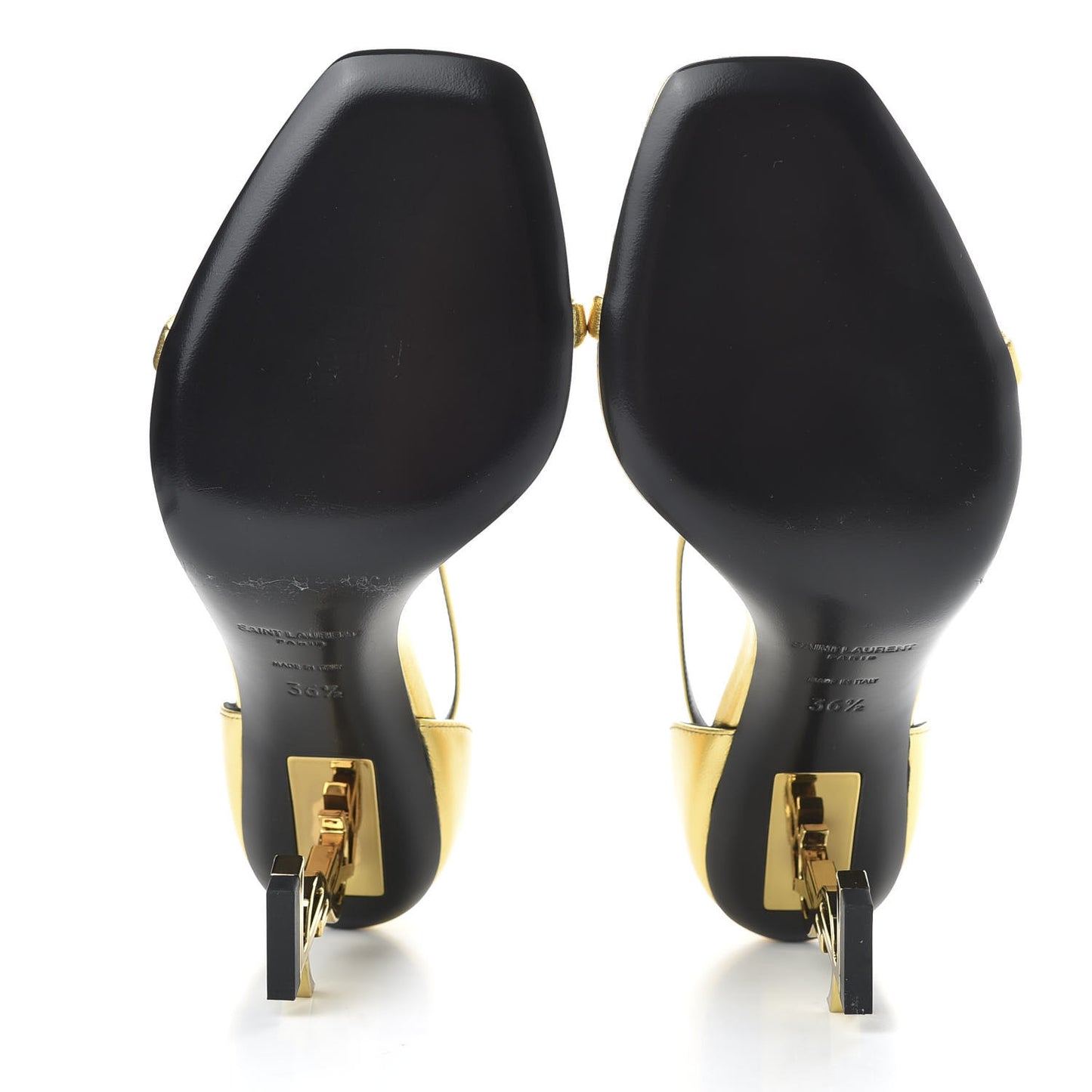 Metallic Lambskin Opyum 110 Sandals 36.5 Oro