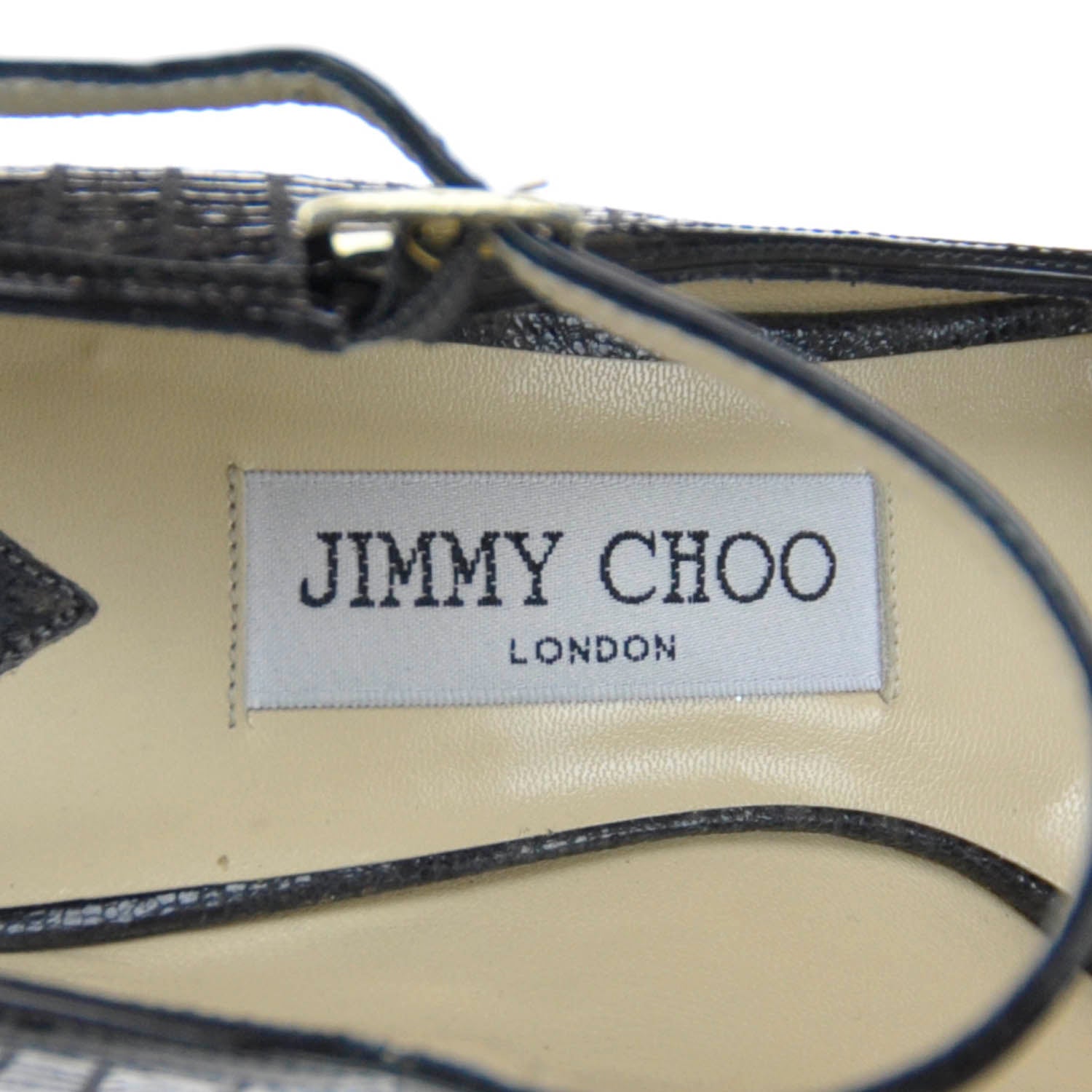 Jimmy Choo Lizard Embossed Patent Taylor Heels Anthracite 37 6 of 8