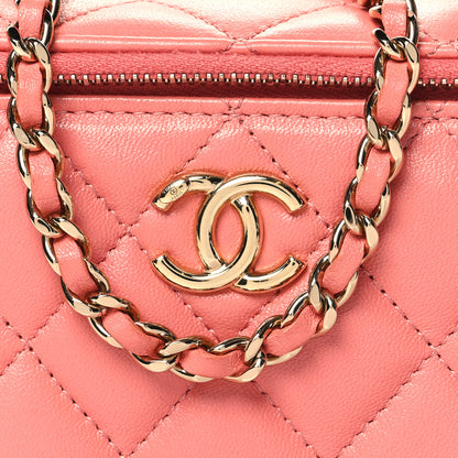 Chanel Lambskin Quilted Small Charming Top Handle Vanity Case With Chain Pink 9 of 12