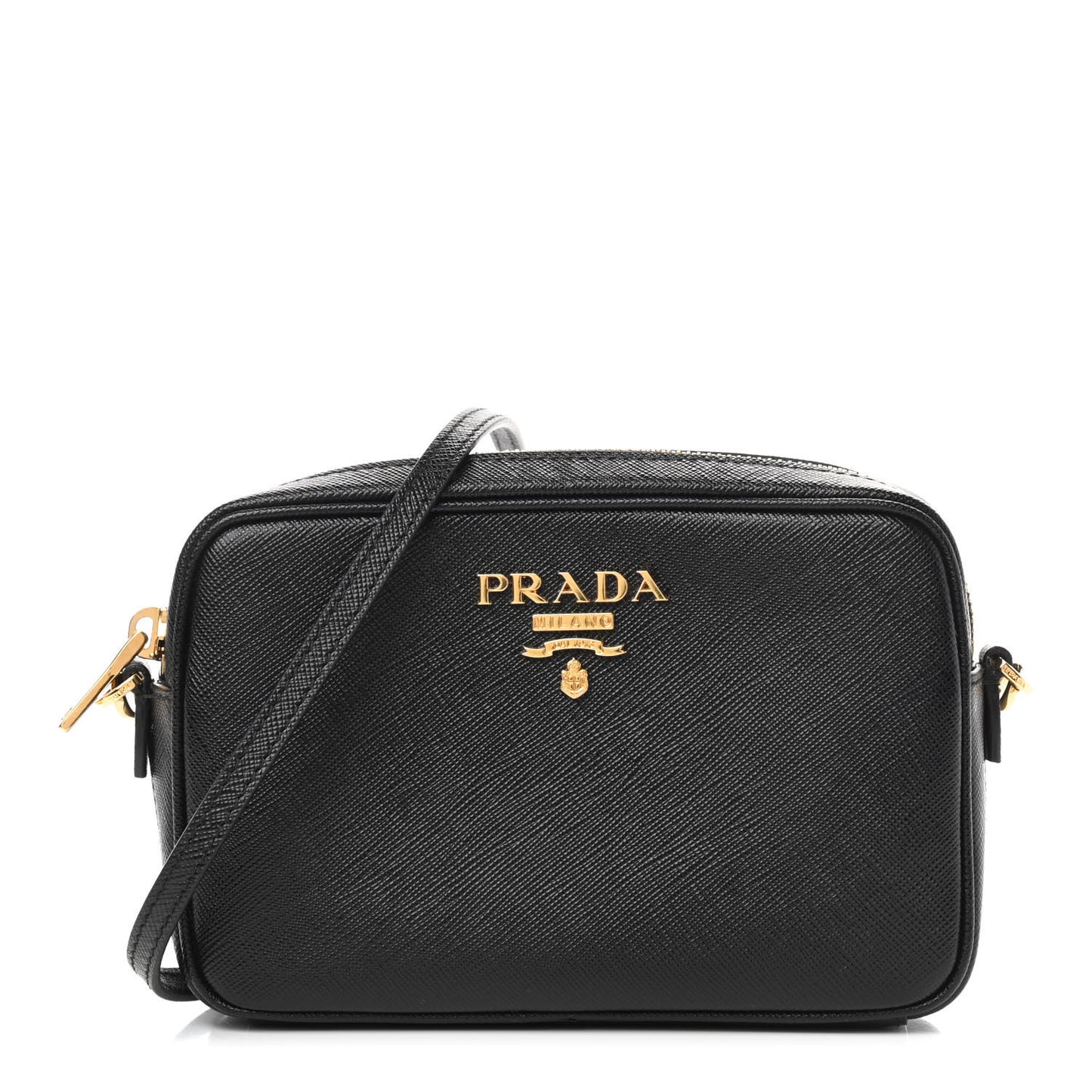 Saffiano Lux Small Camera Crossbody Bag Black