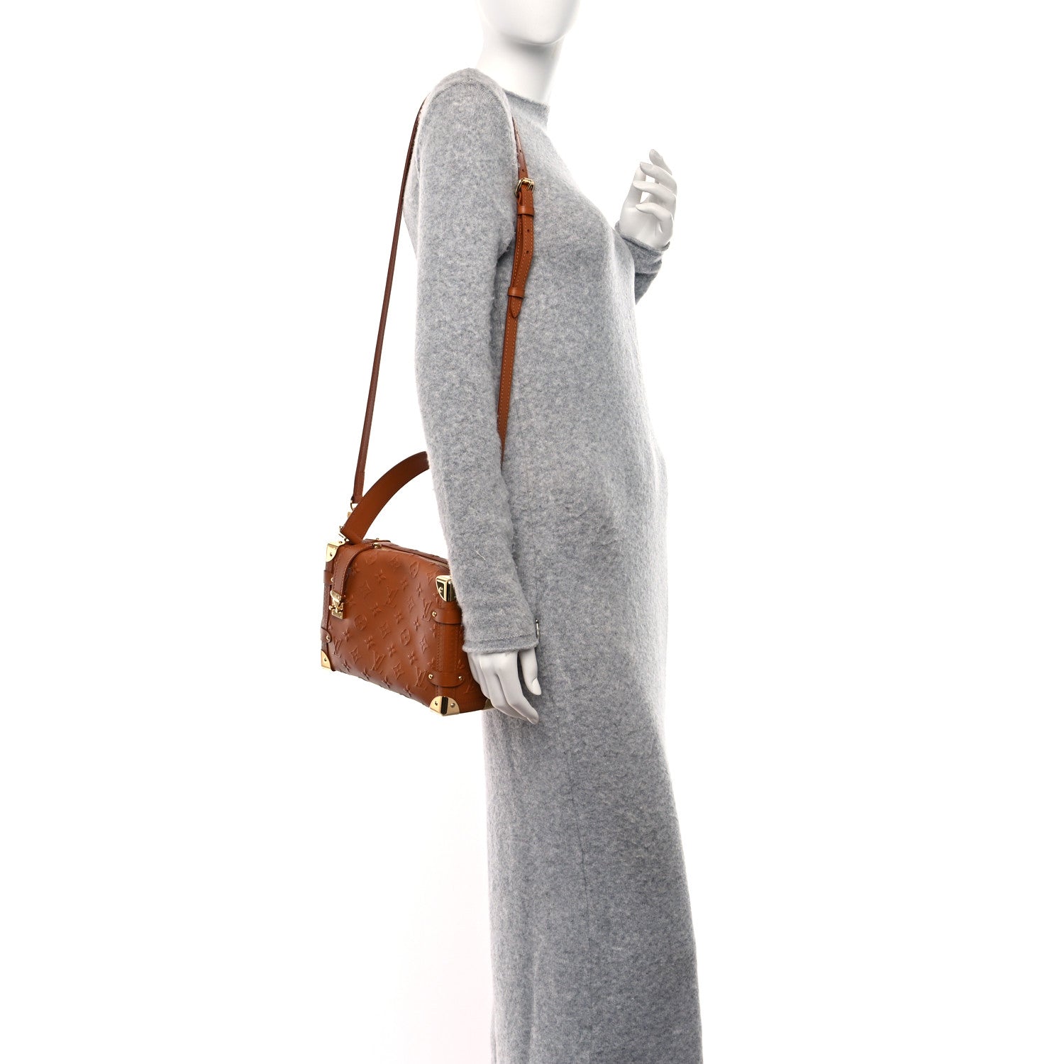 Louis Vuitton Calfskin Debossed Monogram Side Trunk Tan 3 of 8