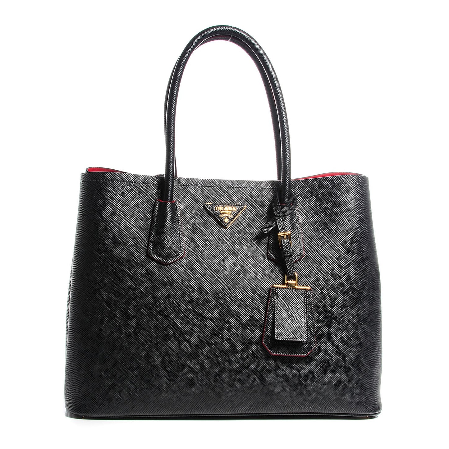 Saffiano Cuir Double Handle Tote Black Ciliegia