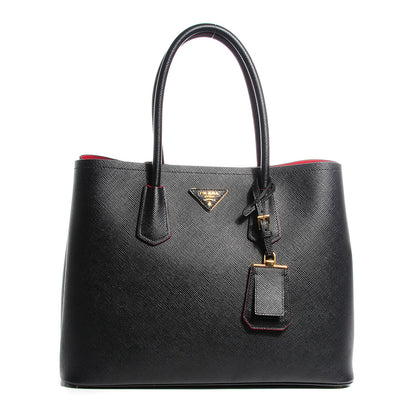 Prada Saffiano Cuir Double Handle Tote Black Ciliegia 1 of 10