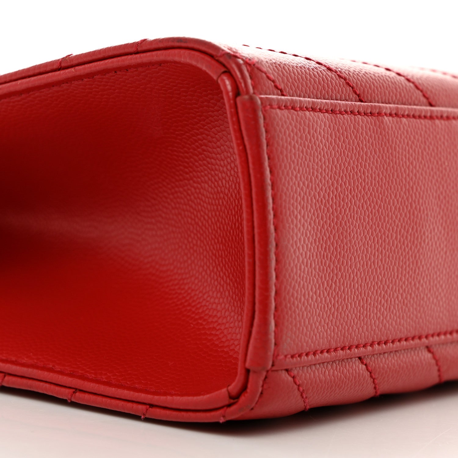 Saint Laurent Grain De Poudre Matelasse Chevron Large Monogram Satchel Lipstick Red 9 of 10