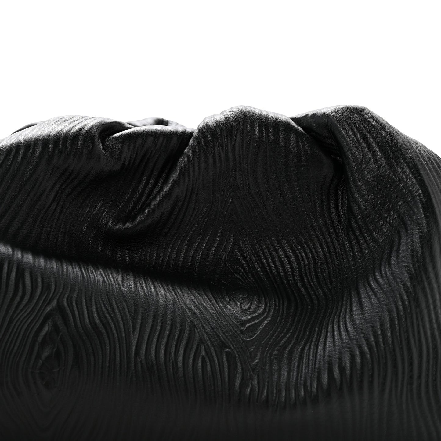 Bark Calfskin Embossed The Pouch Oversized Clutch Black