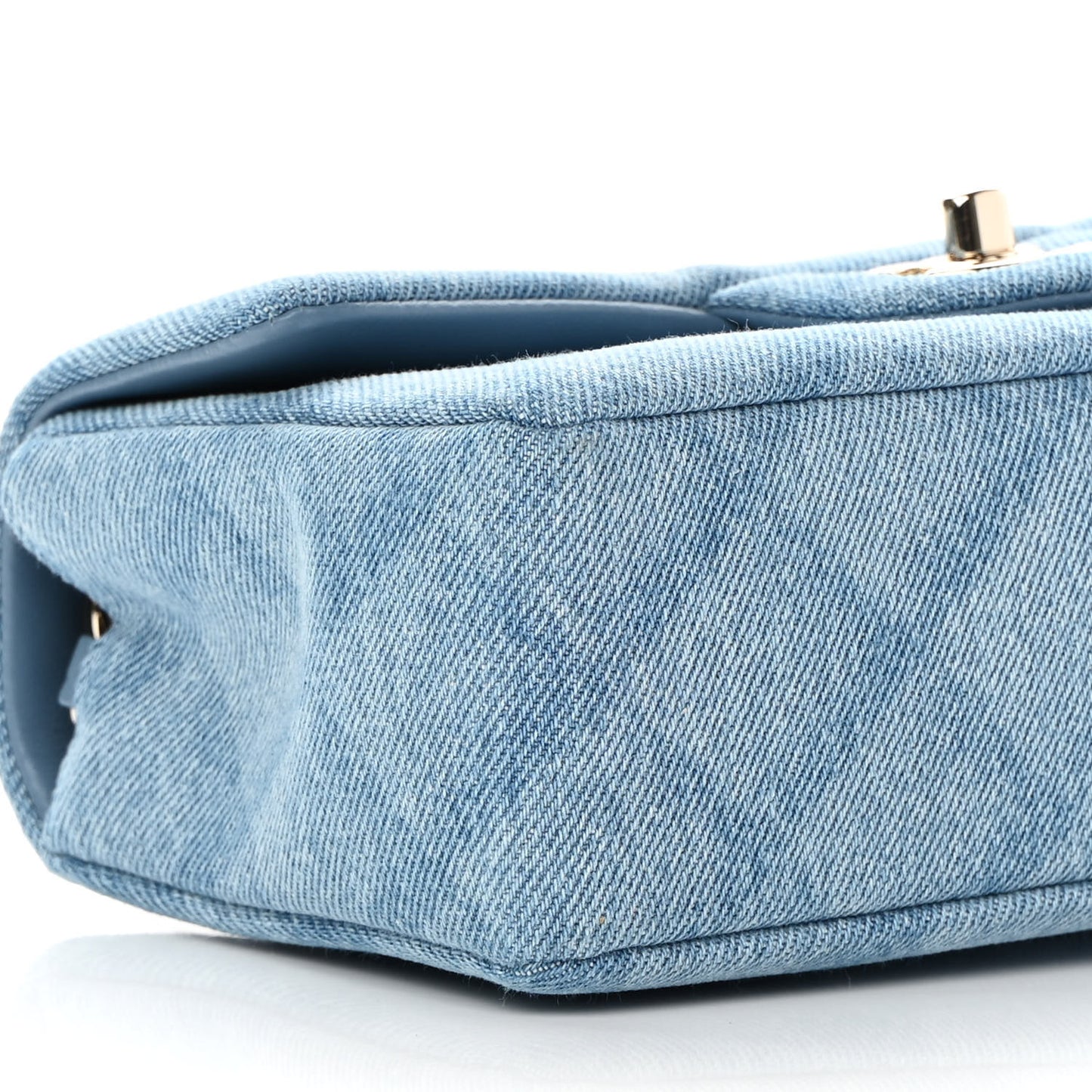 Printed Denim Quilted Mini Rectangular Flap Light Blue