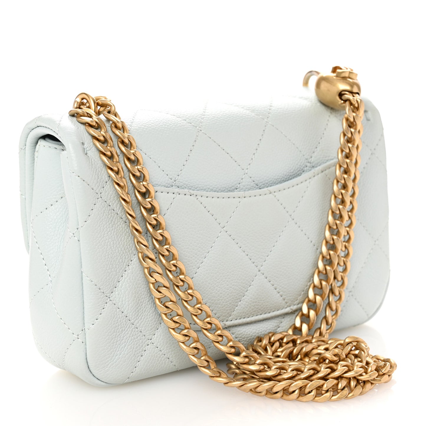 Caviar Quilted Mini Sweetheart Flap Light Blue