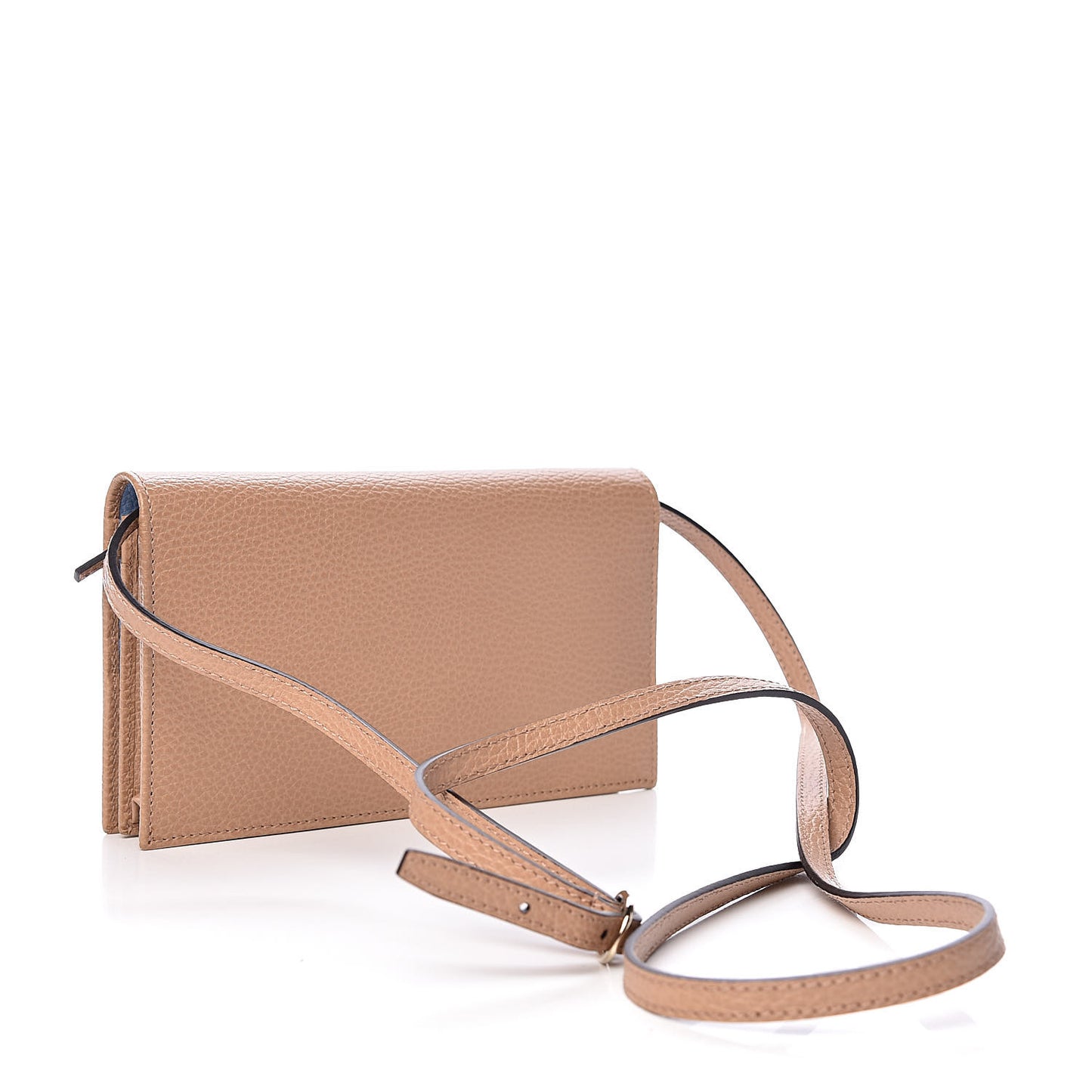 Dollar Calfskin Mini Swing Wallet Bag Camelia Mineral Blue