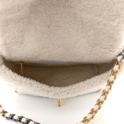 Chanel Crumpled Calfskin Shearling Sheepskin Medium Chanel 19 Flap White 5 of 10