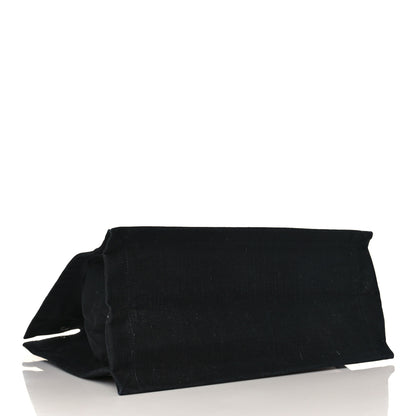 Saint Laurent Linen Calfskin Rive Gauche North South Tote White Black 4 of 9