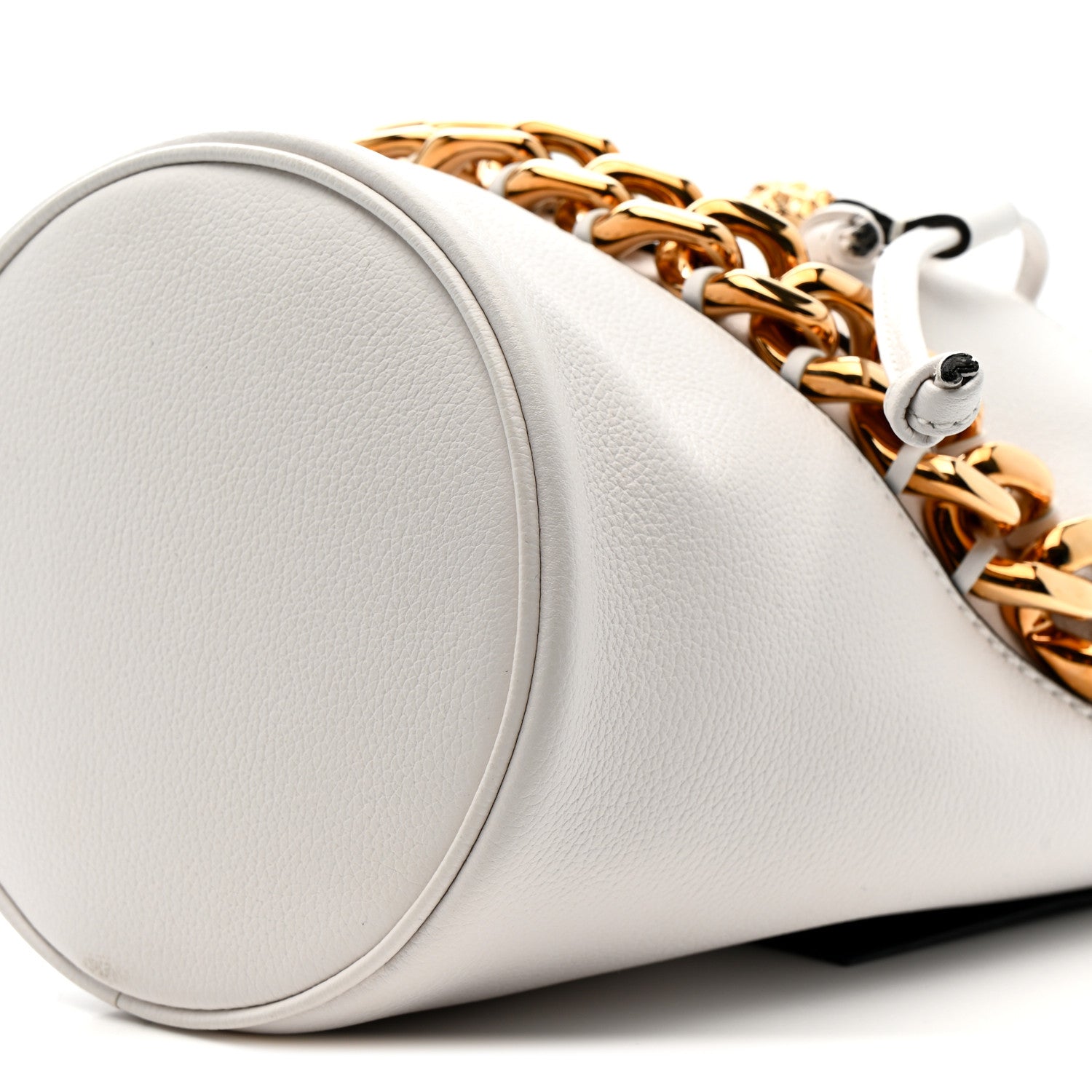 Versace Grained Calfskin La Medusa Drawstring Bucket Bag Optical White 10 of 11
