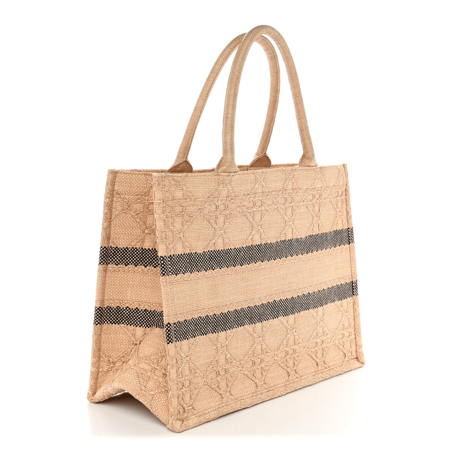 Christian Dior Raffia Cannage Medium Book Tote Natural 3 of 11