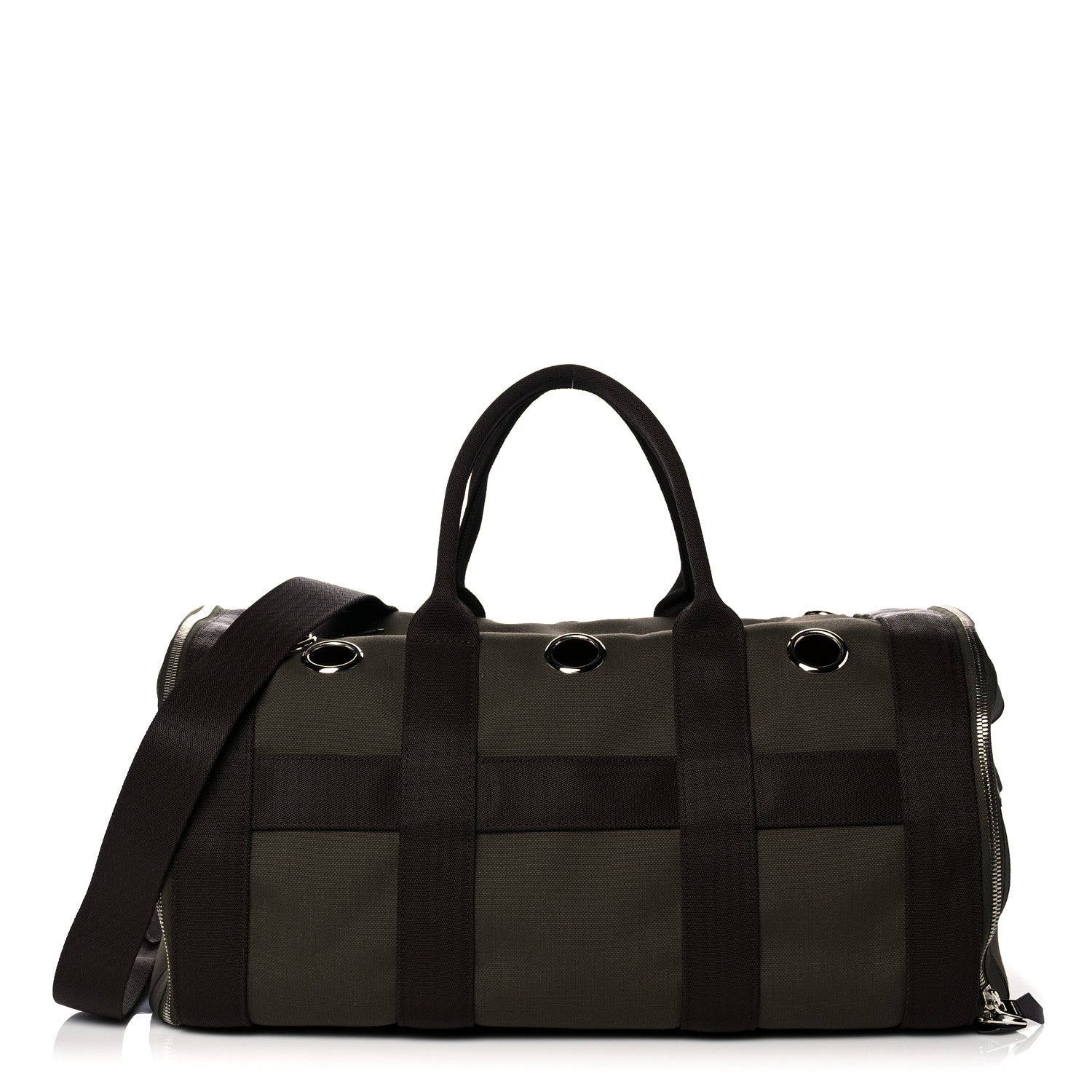 Hermes Fabric Carrying Dog Bag Kaki Feu 1 of 12