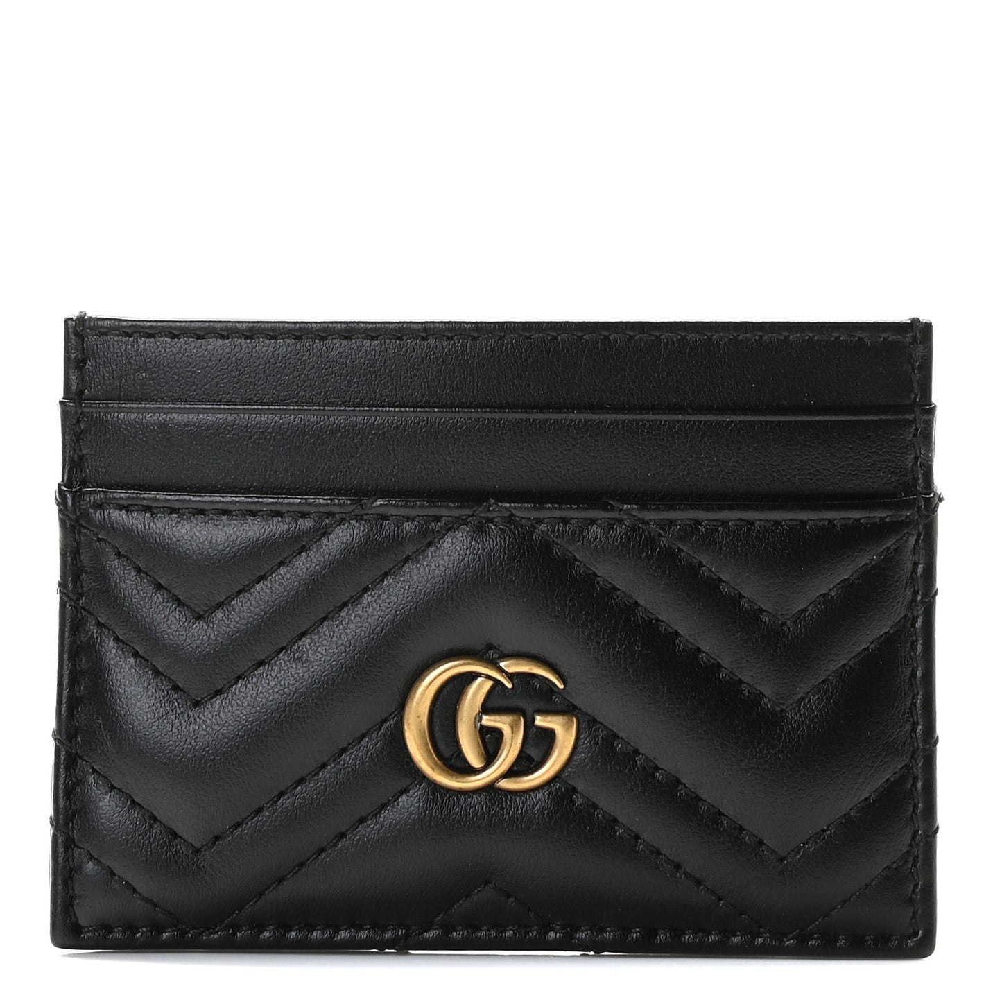 Calfskin Matelasse GG Marmont Card Holder Black