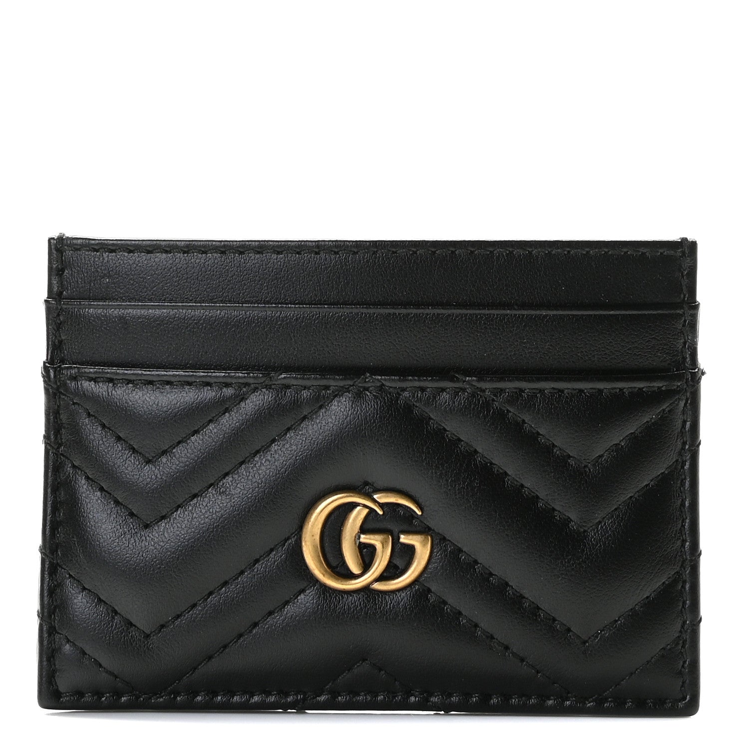Gucci Calfskin Matelasse GG Marmont Card Holder Black 1 of 8
