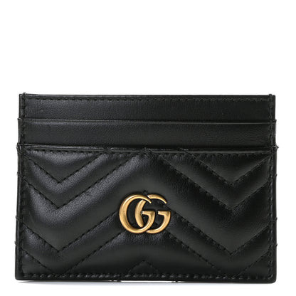 Gucci Calfskin Matelasse GG Marmont Card Holder Black 1 of 8