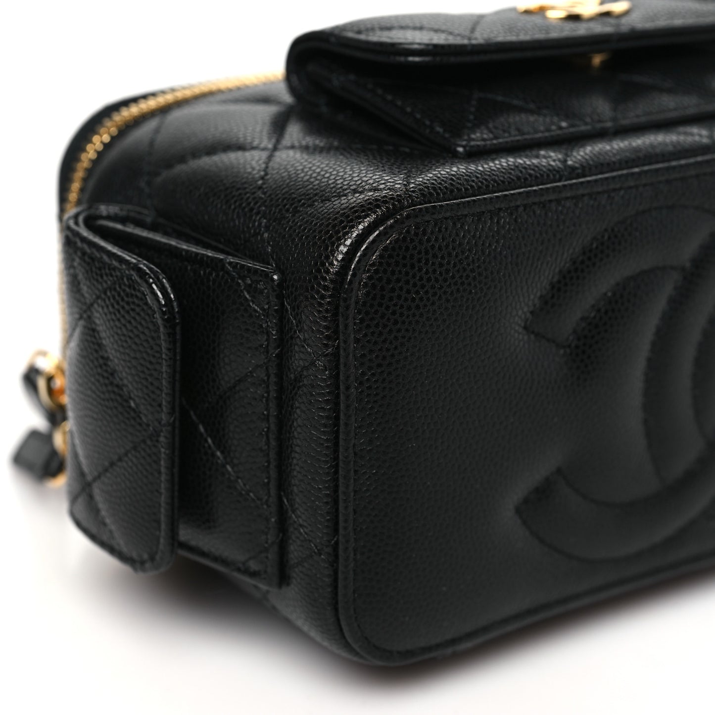 Caviar Quilted Polly Pocket East West Top Vanity With Chain Black