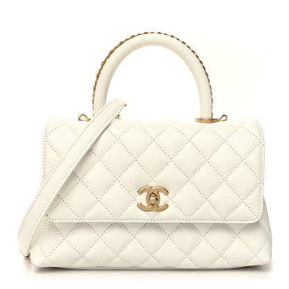 Chanel Caviar Quilted Mini Coco Chain Handle Flap White 1 of 12