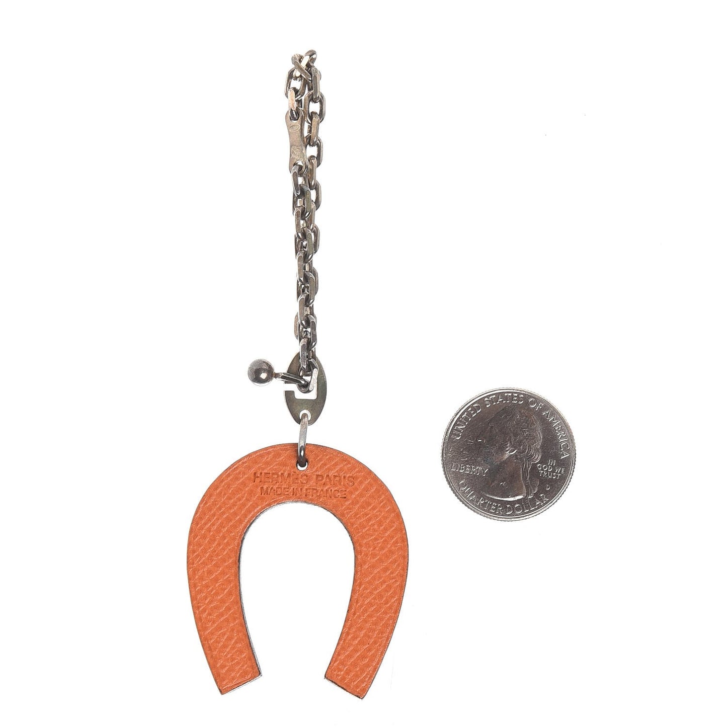 Epsom Lucky Horseshoe Bag Charm Graphite Orange
