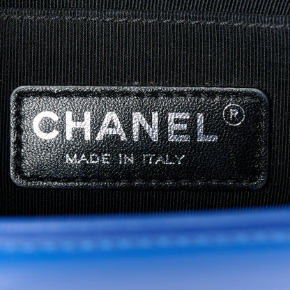 Chanel Patent Calfskin Quilted Small Plexiglass Boy Flap Blue 6 of 20