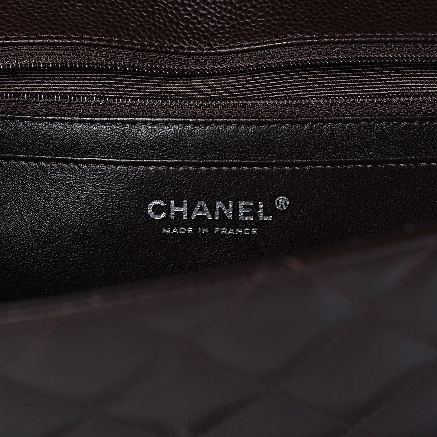 Caviar Quilted Jumbo Single Flap Dark Brown