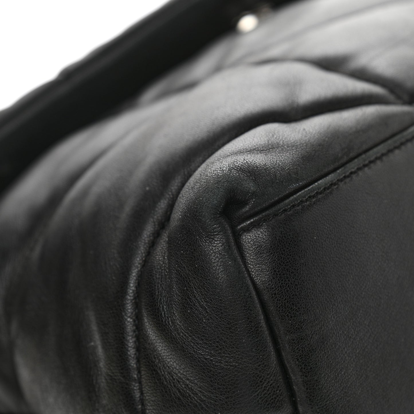 Lambskin Quilted Medium Loulou Puffer Monogram Chain Satchel Black