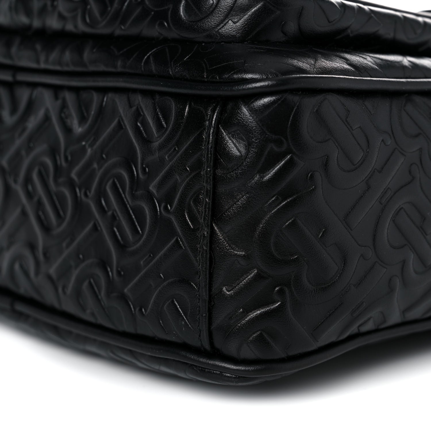 Burberry Calfskin Embossed Monogram Small Camera Bag Black 8 of 9