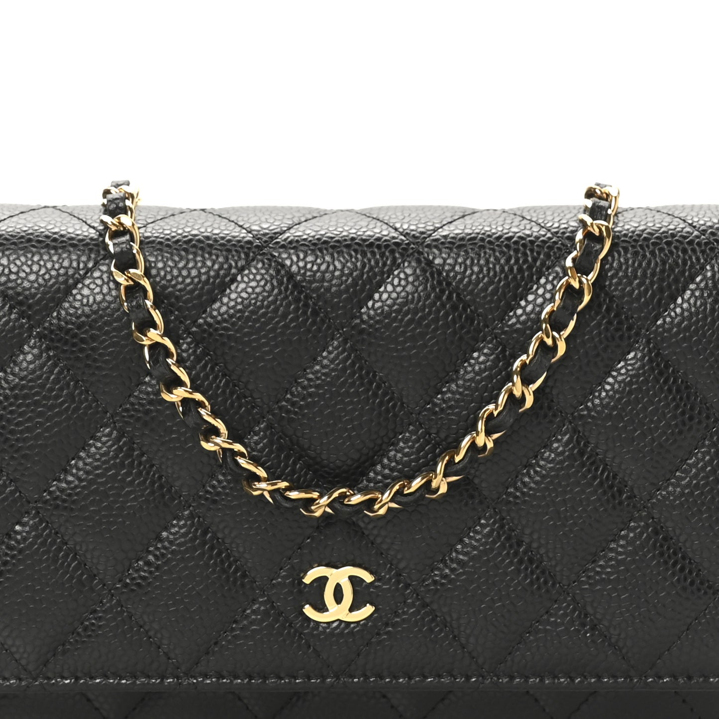 Caviar Quilted Wallet on Chain WOC Black
