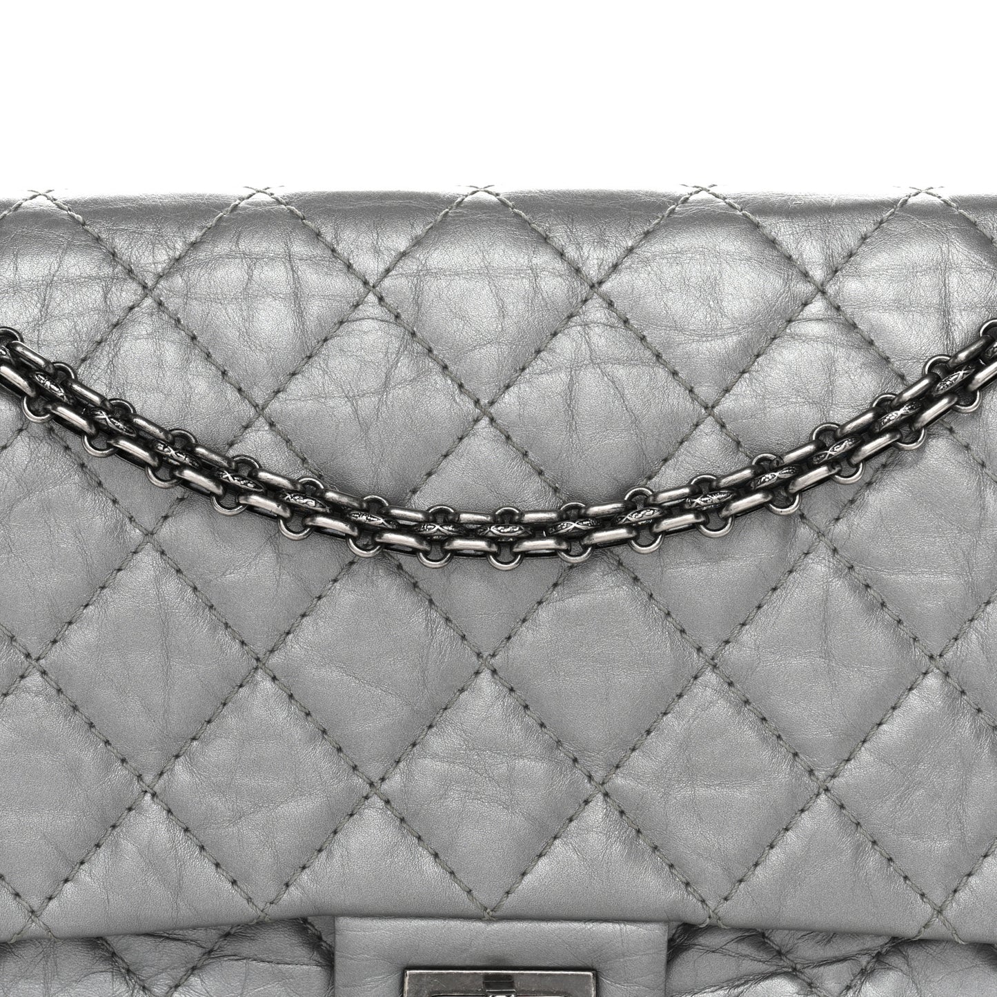 Metallic Aged Calfskin Quilted 2.55 Reissue 226 Flap Silver