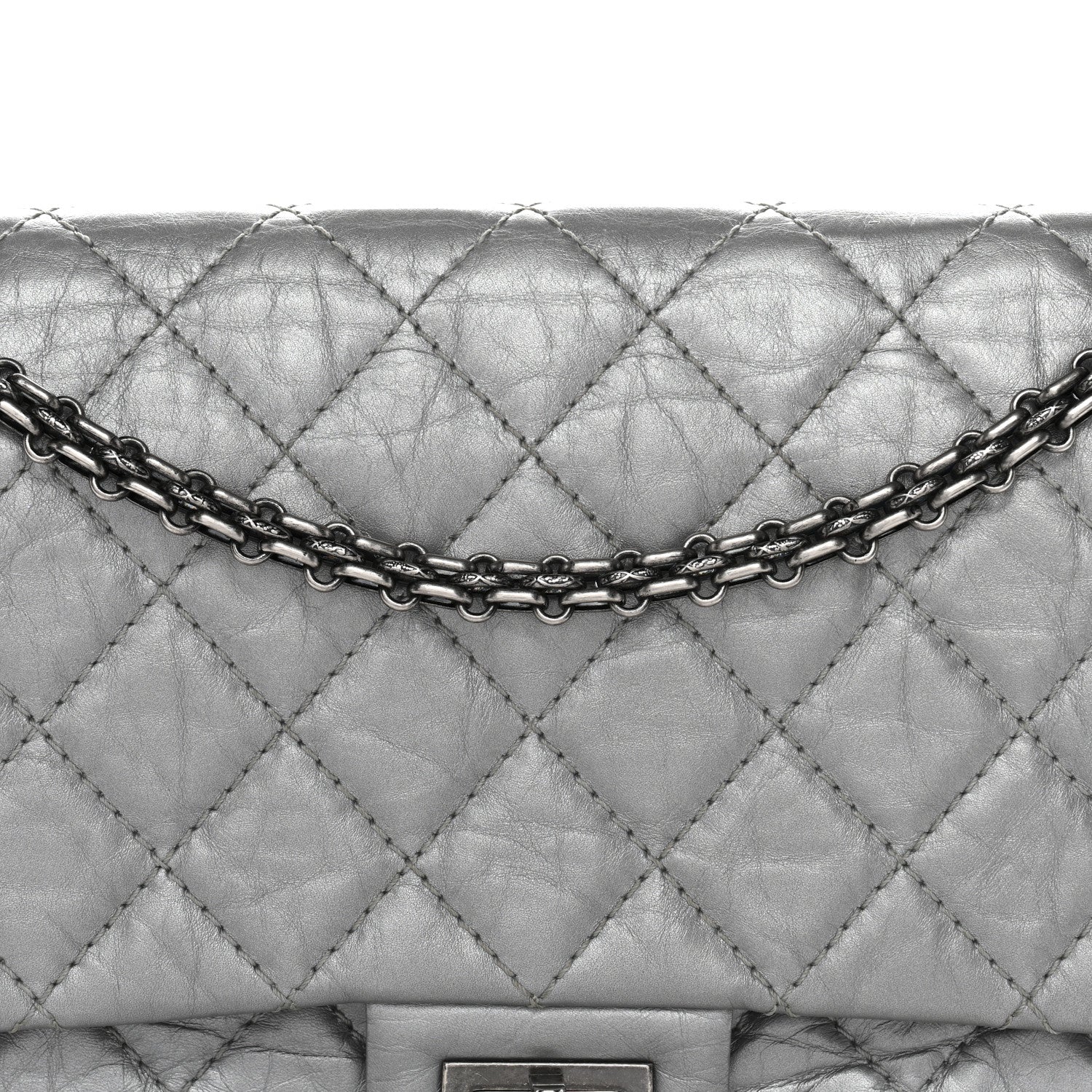 Chanel Metallic Aged Calfskin Quilted 2.55 Reissue 226 Flap Silver 8 of 13