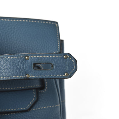 Hermes Taurillon Clemence HAC Travel Birkin 50 Blue Jean 9 of 12