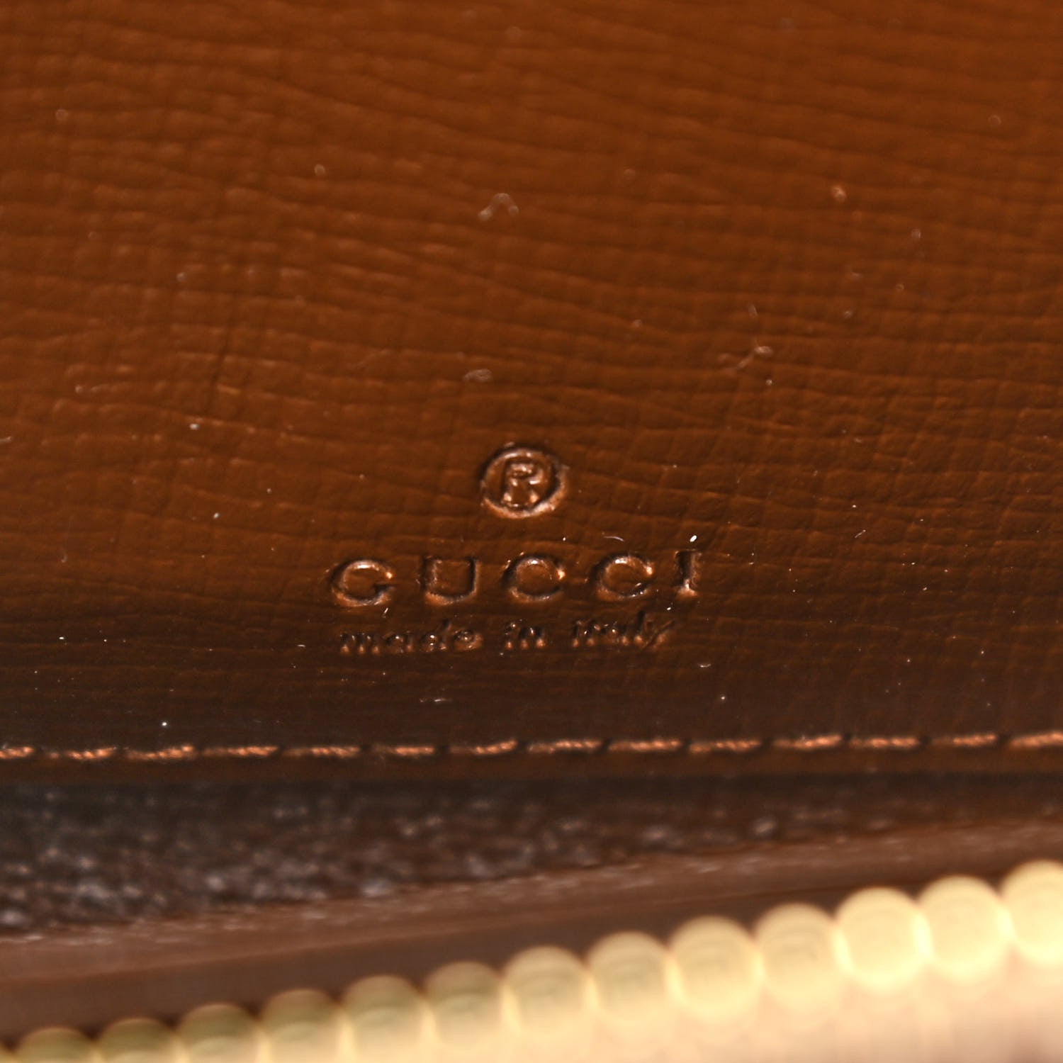 Gucci GG Supreme Monogram Azalea Calfskin Horsebit 1955 Zip Around ID Card Case Wallet Beige Ebony Brown Sugar 6 of 7