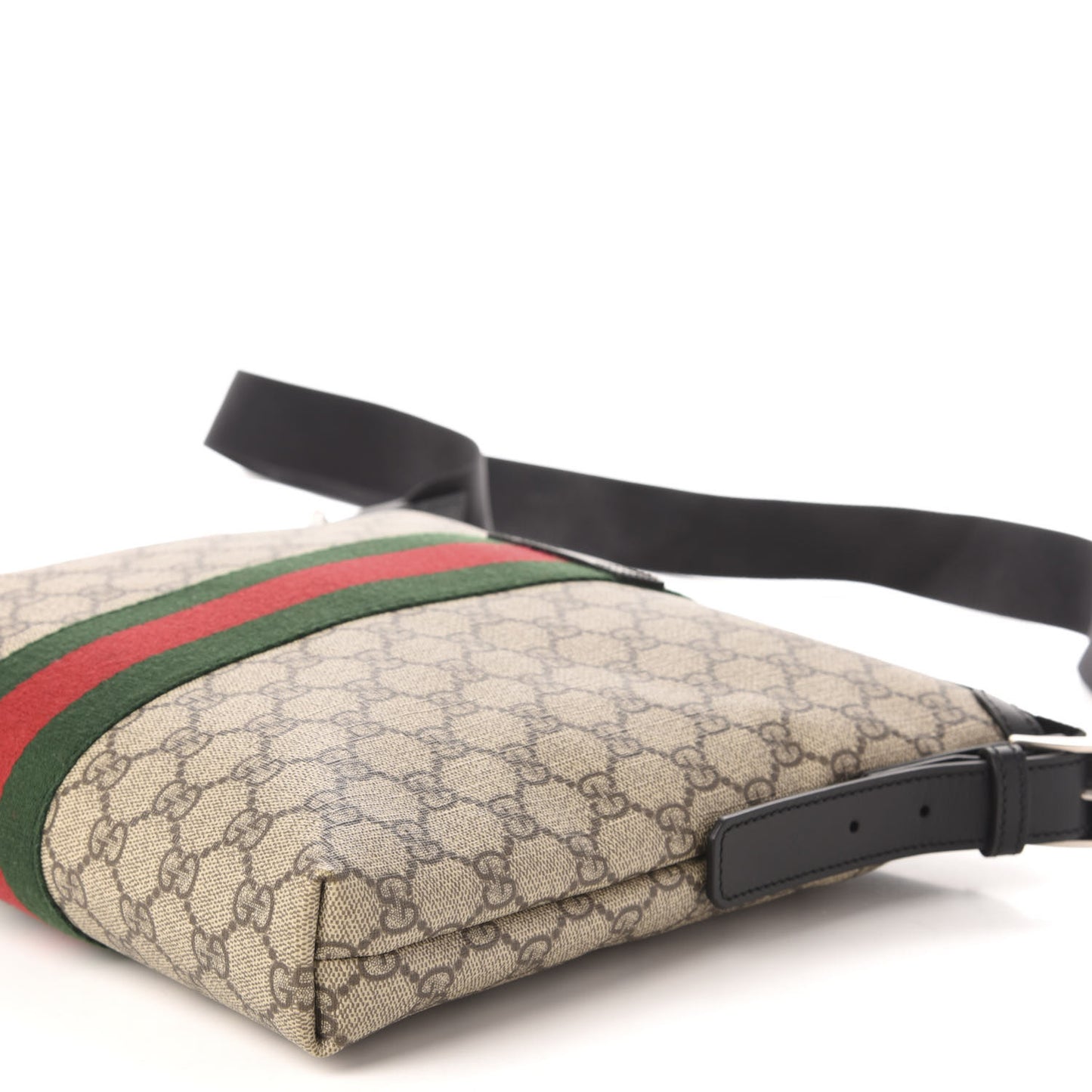 GG Supreme Monogram Web Messenger Bag Black