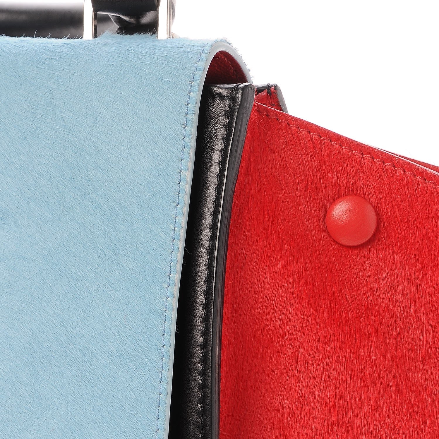 Celine Pony Hair Smooth Calfskin Medium Tri-Color Trapeze Glacier Red Black 6 of 9
