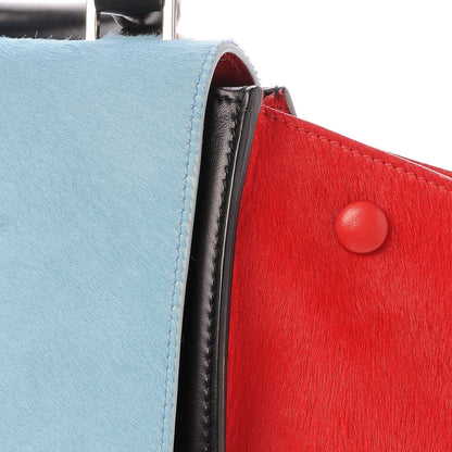 Celine Pony Hair Smooth Calfskin Medium Tri-Color Trapeze Glacier Red Black 6 of 9
