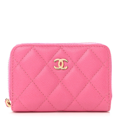 Chanel Caviar Quilted Zip Coin Purse Pink 1 of 8