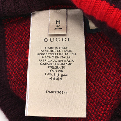 Gucci Cashmere Jacquard Monogram Jumbo GG Canvy Hat Beanie Hat M Red 4 of 4