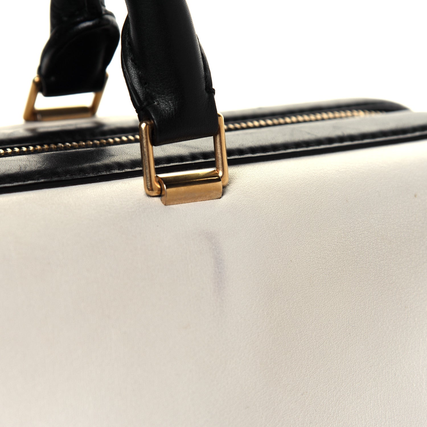 Celine Satin Calfskin Long Frame Doctor Bag Black Cream 7 of 9