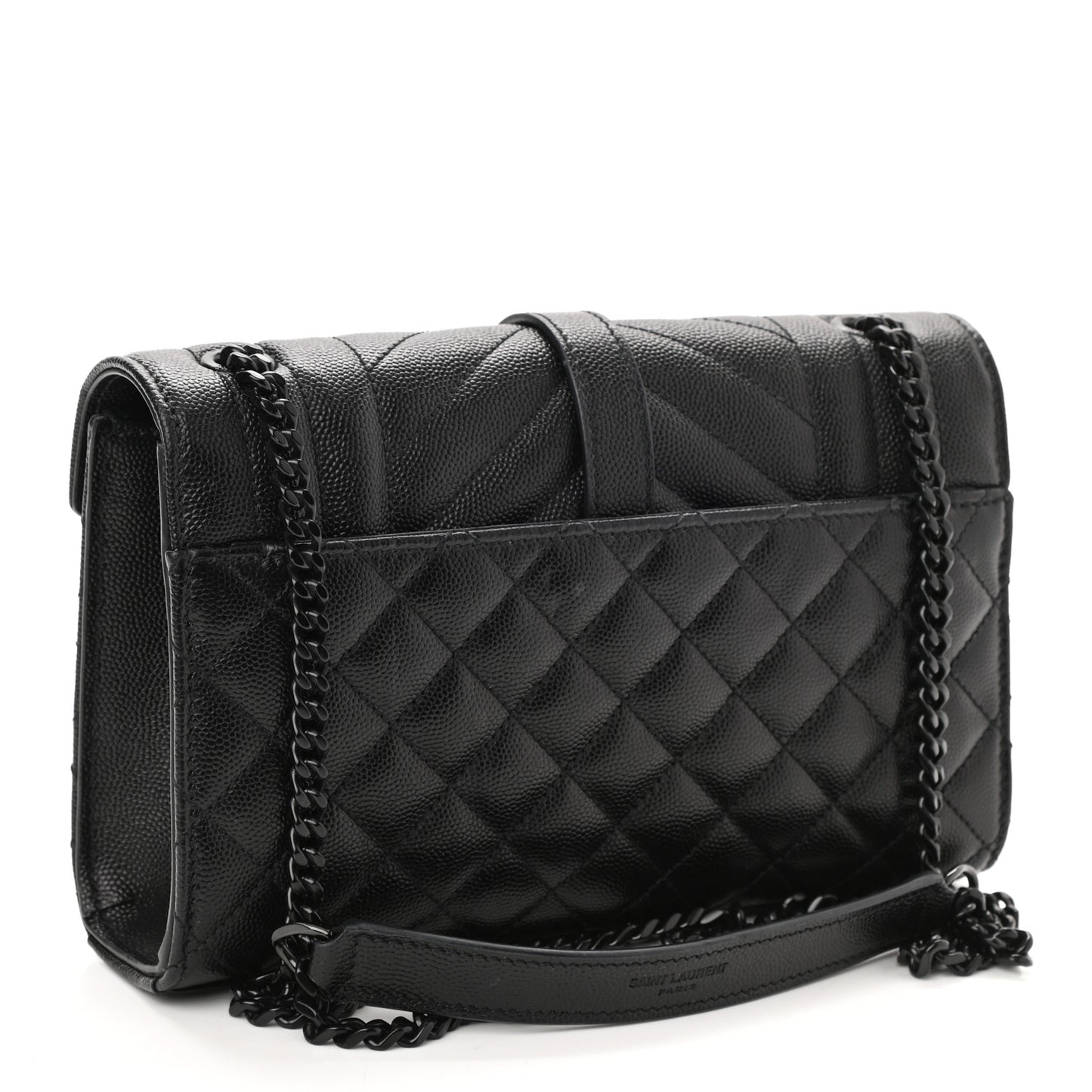 Grain De Poudre Textured Mixed Matelasse Triquilt Small Monogram Satchel Black