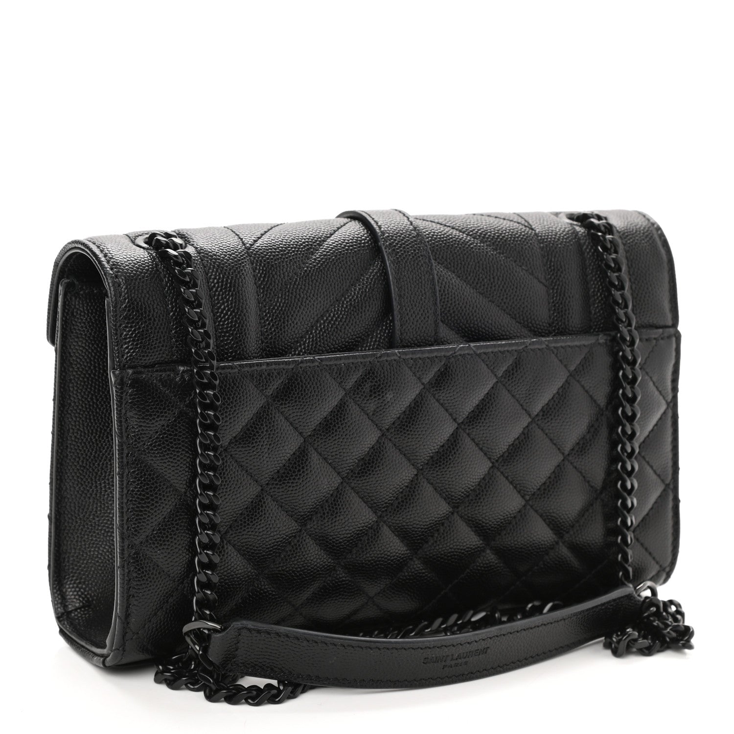 Saint Laurent Grain De Poudre Textured Mixed Matelasse Triquilt Small Monogram Satchel Black 3 of 8