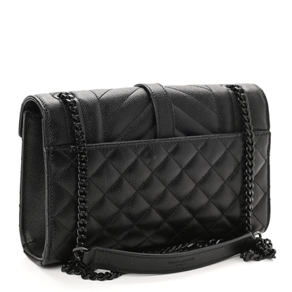 Saint Laurent Grain De Poudre Textured Mixed Matelasse Triquilt Small Monogram Satchel Black 3 of 8