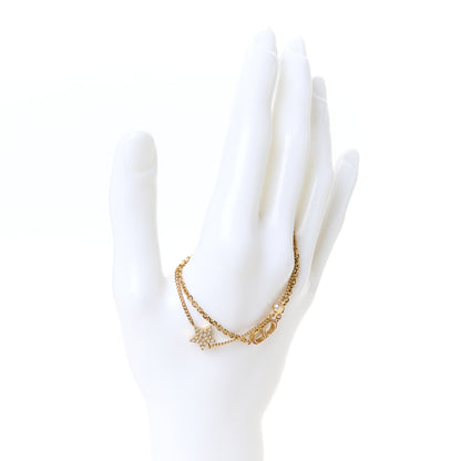 Christian Dior Metal Crystal Petit CD Double Bracelet Gold 2 of 4