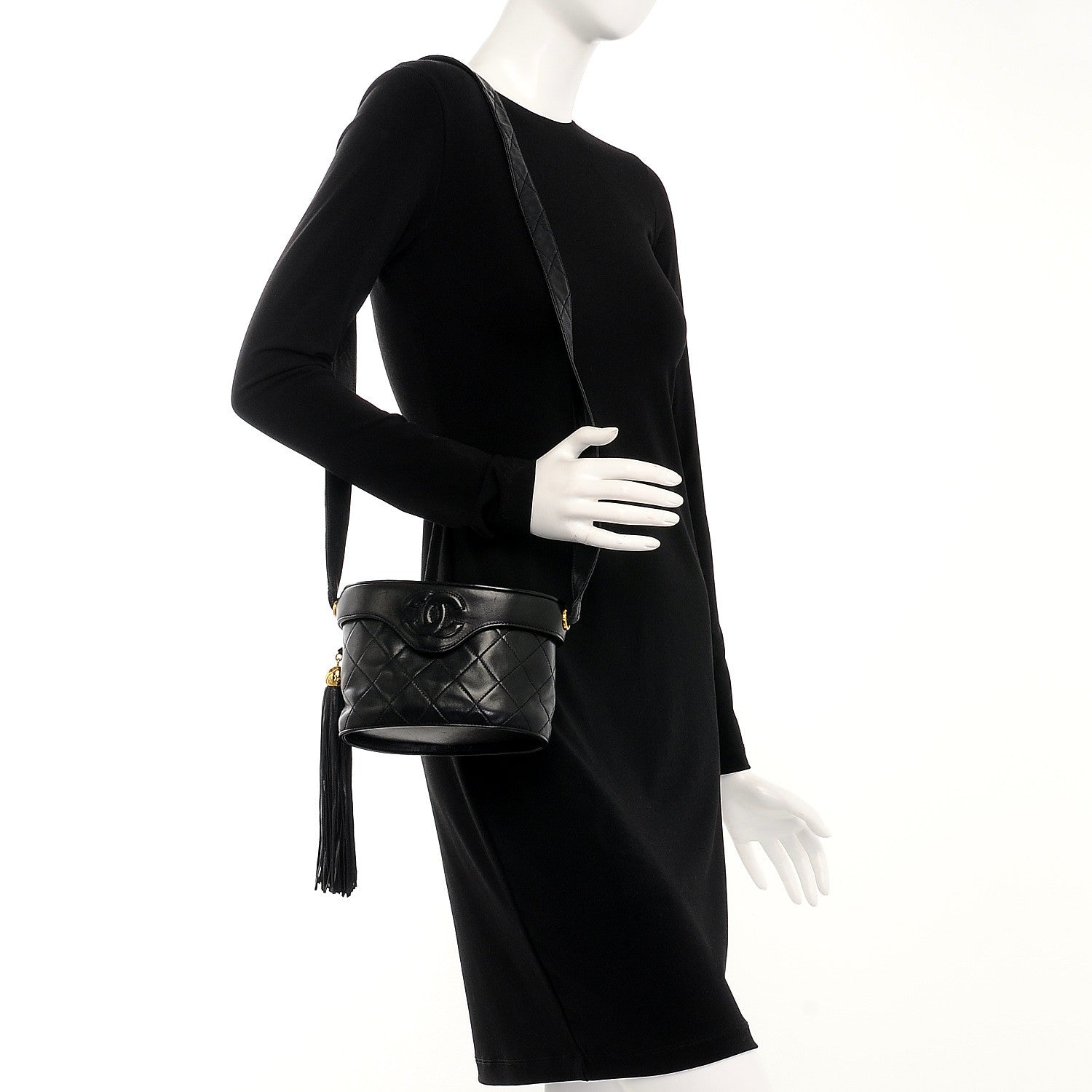Chanel Lambskin Quilted Tassel Shoulder Bag Black 2 of 9