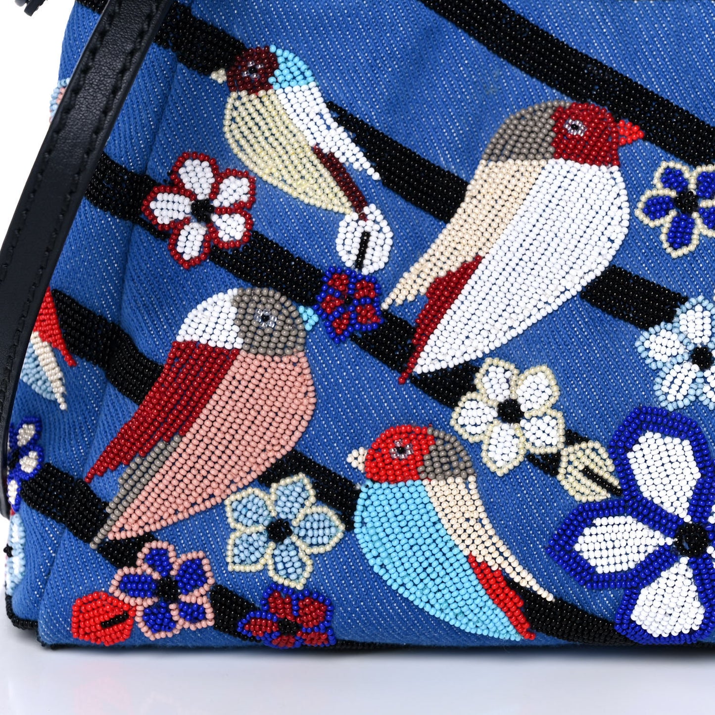 Denim Beaded QuTweet Mini Peekaboo Iconic Satchel Blue