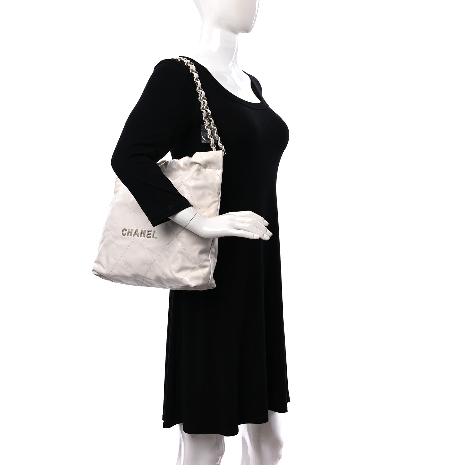 Chanel Shiny Calfskin Quilted Small Chanel 22 White 2 of 11