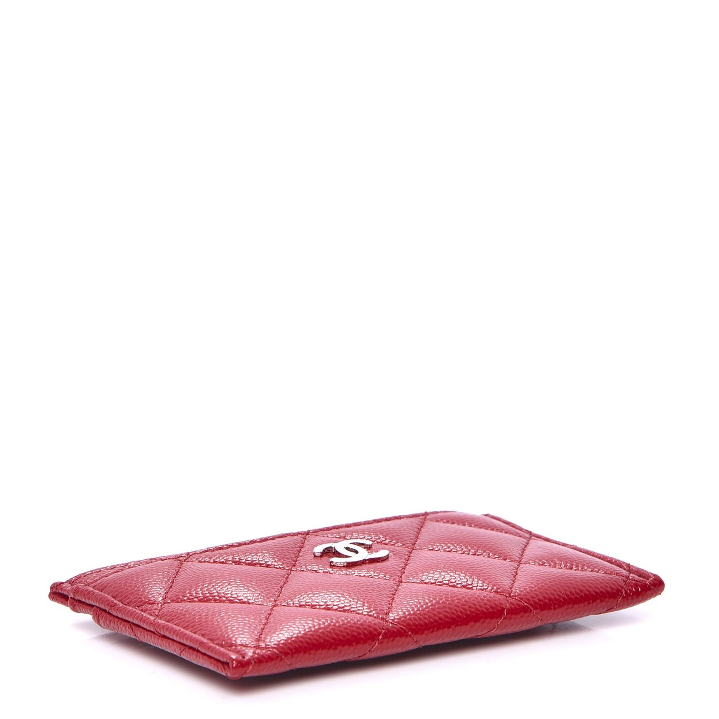 Caviar Quilted Card Holder Dark Red