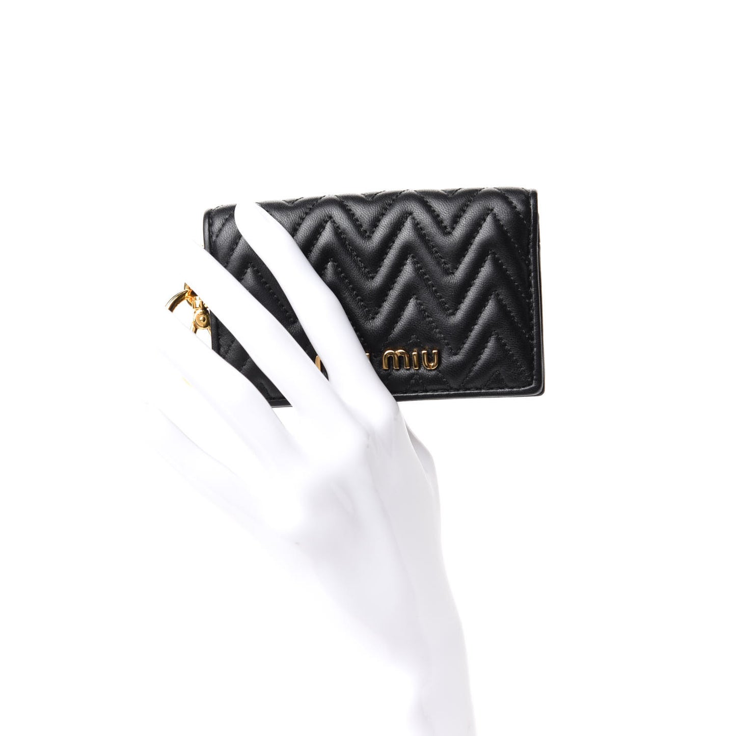 Nappa Impunture Flap Card Holder Key Ring Black