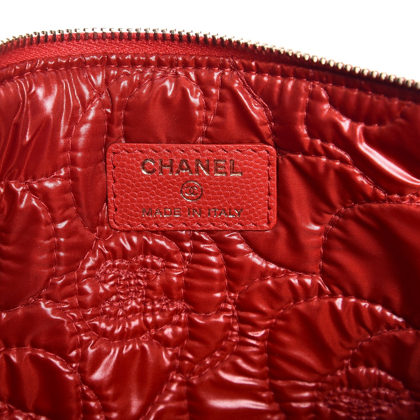 Caviar Camellia Embossed Medium Cosmetic Case Red