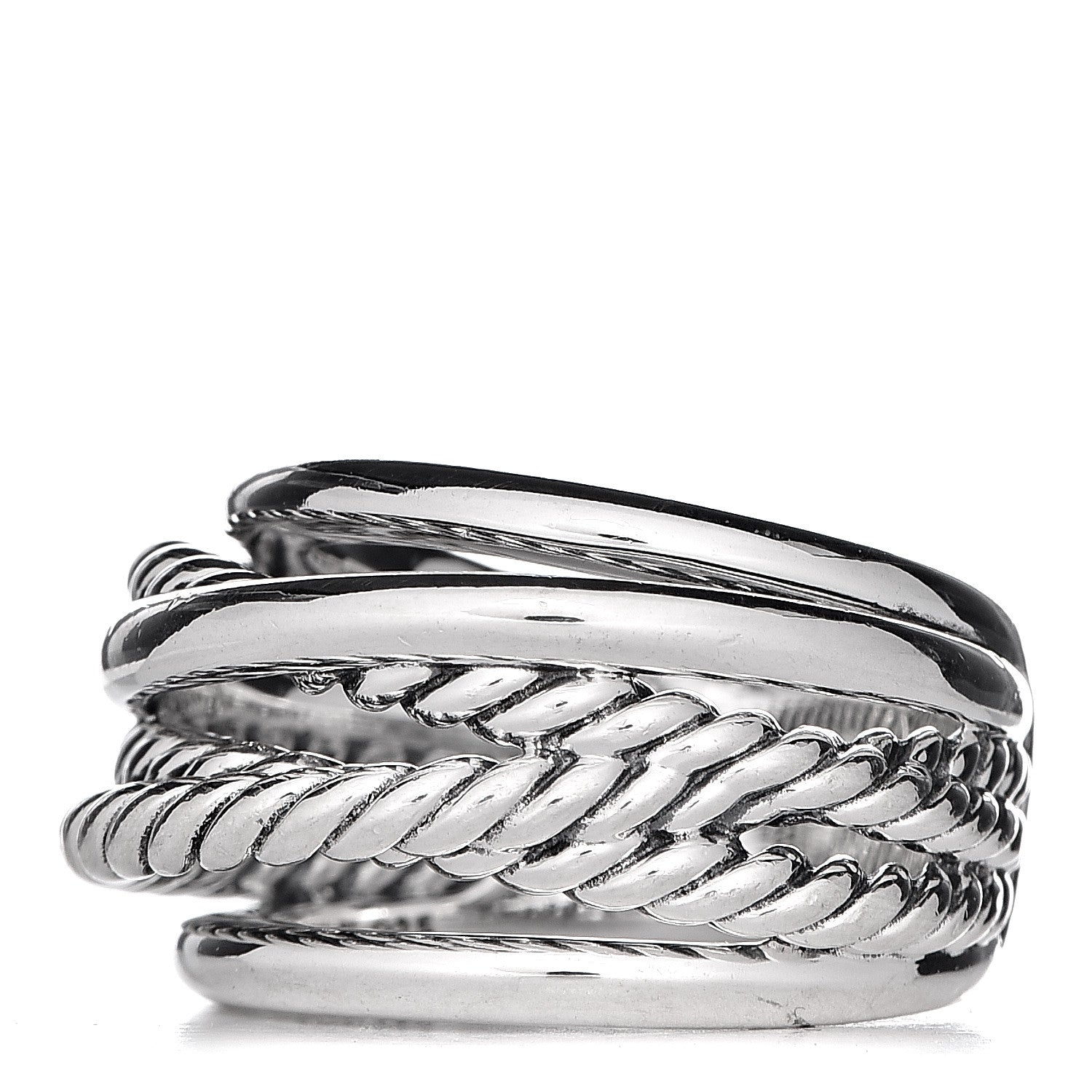 David Yurman Sterling Silver 15mm Narrow Crossover Cable Ring 54 7 3 of 5